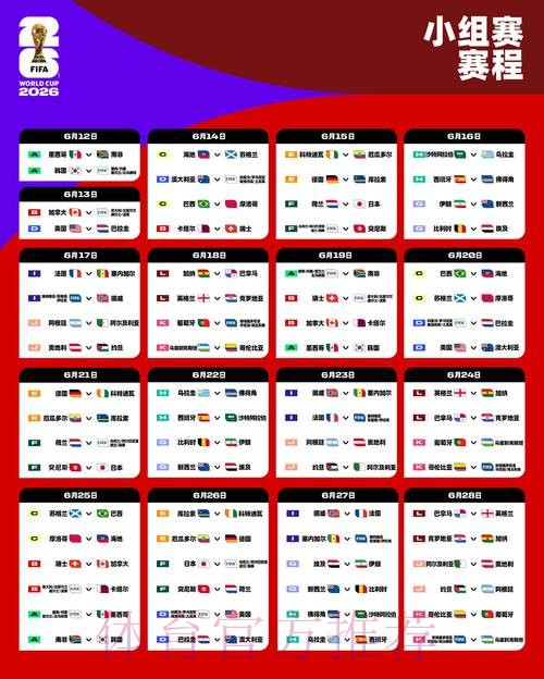 2026年世界杯赛程及详细时间介绍